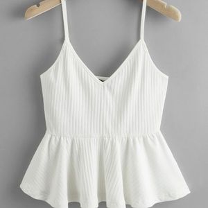 rib knit ruffle hem cami top